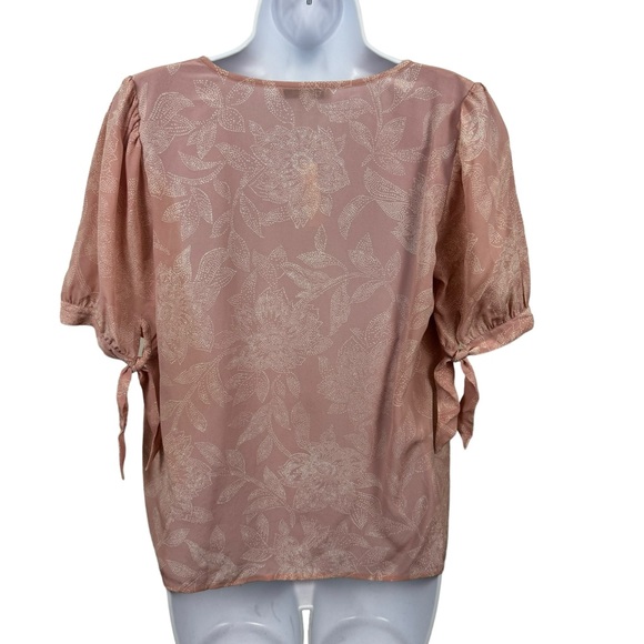 * Madewell 100% Silk V-Neck Tie-Sleeve Top in Pindot Blooms NWT $110 Dainty - Picture 12 of 14